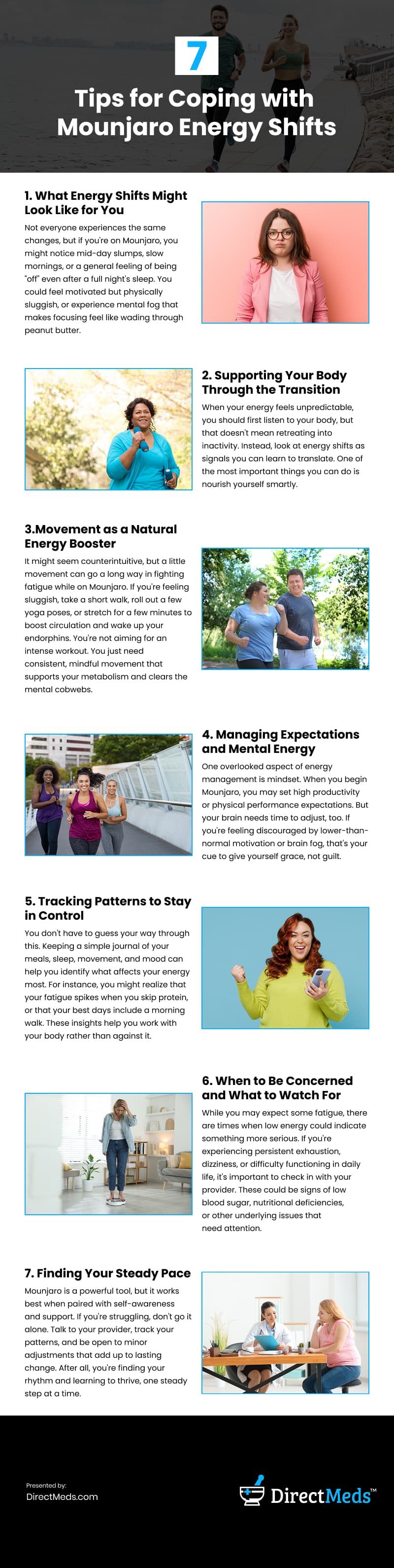 7 Tips for Coping with Mounjaro Energy Shifts Infographic