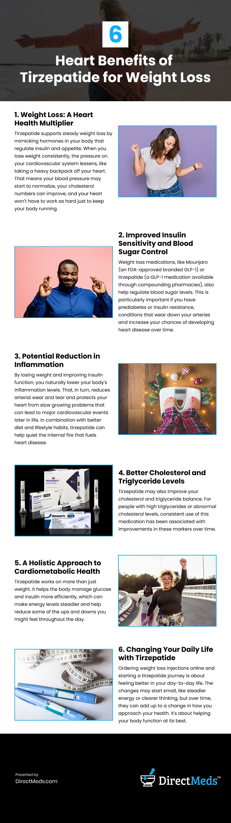 6 Heart Benefits of Tirzepatide for Weight Loss Infographic