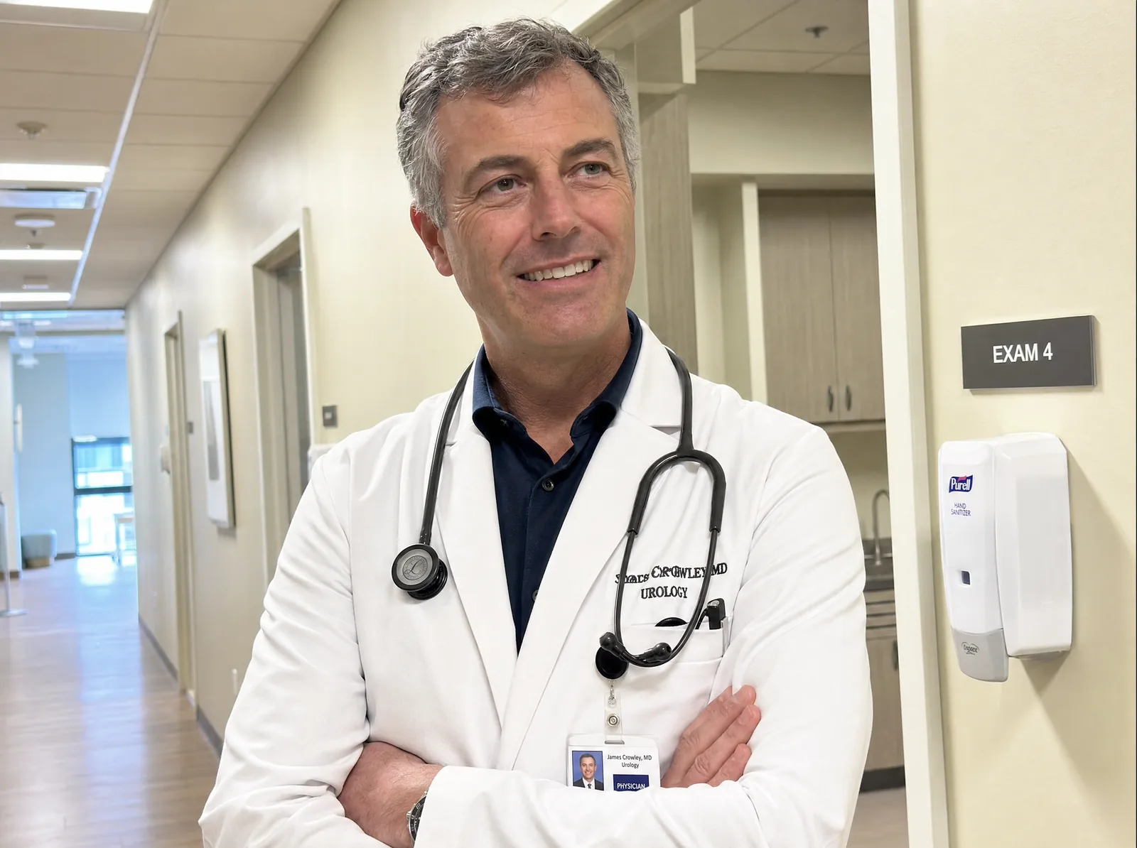 Urologist standing in a hospital hallway